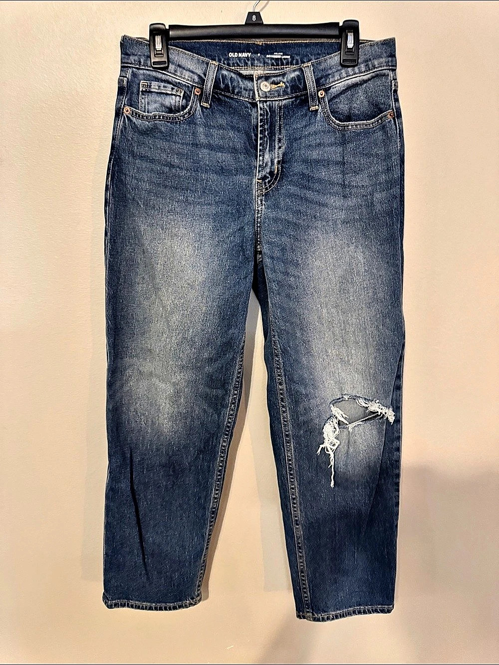 Old Navy Mid-Rise Boyfriend Loose Jeans Blue Waist 4